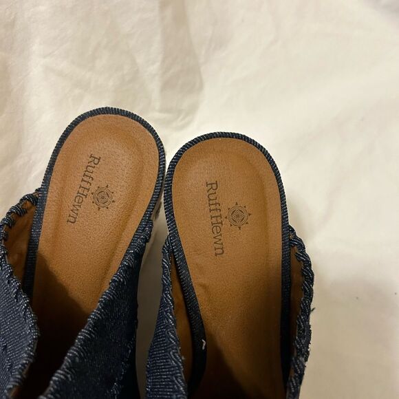 NWOT Ruff Hewn Denim Wedge Style Heel Clog Slip On Summer 9.5 never worn - Picture 4 of 11